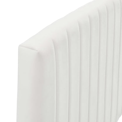 Rebecca Performance Velvet white headboard with vertical channel tufting, full/queen on Tampa Home & Garden Store
