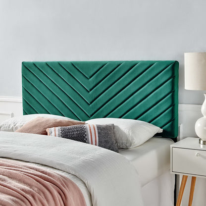 Alyson Angular Channel Tufted Performance Velvet Headboard in teal by Modway on Tampa Home & Garden Store