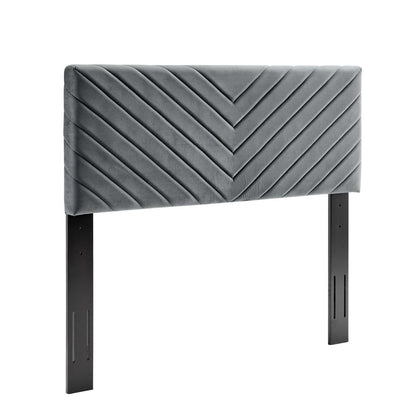 Alyson Angular Channel Tufted Performance Velvet Headboard gray chevron tufting on Tampa Home & Garden Store