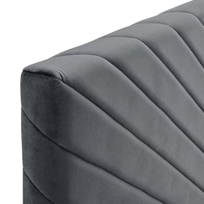Alyson Angular Channel Tufted Headboard in gray performance velvet by Modway on Tampa Home & Garden Store