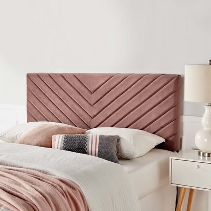 Alyson angular channel tufted velvet headboard blush with diagonal tufting by HouseOfZazla on Tampa Home & Garden Store