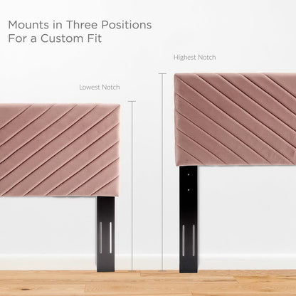 Alyson Angular Channel Tufted Headboards in blush velvet with 3-position mounts Modway on Tampa Home & Garden Store