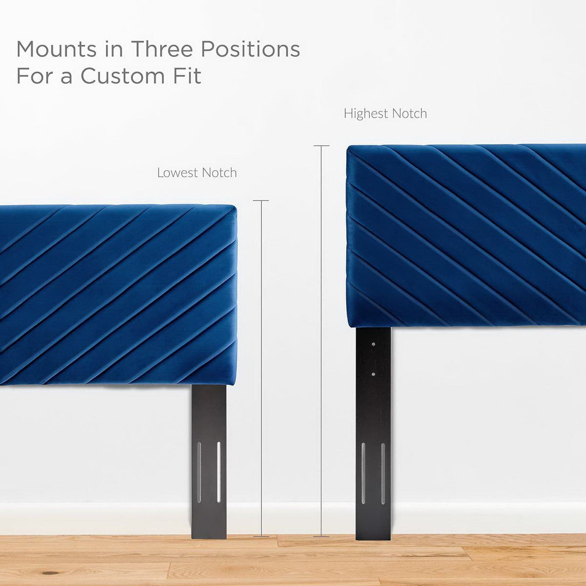 Alyson Angular Channel Tufted Velvet Headboard blue pair headboards with tufting for beds on Tampa Home & Garden Store