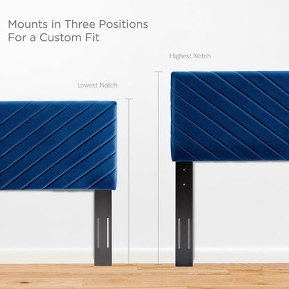 Alyson Angular Channel Tufted Velvet Headboard blue pair headboards with tufting for beds on Tampa Home & Garden Store