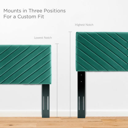 Pair of emerald teal angular channel tufted performance velvet headboards by Modway on Tampa Home & Garden Store