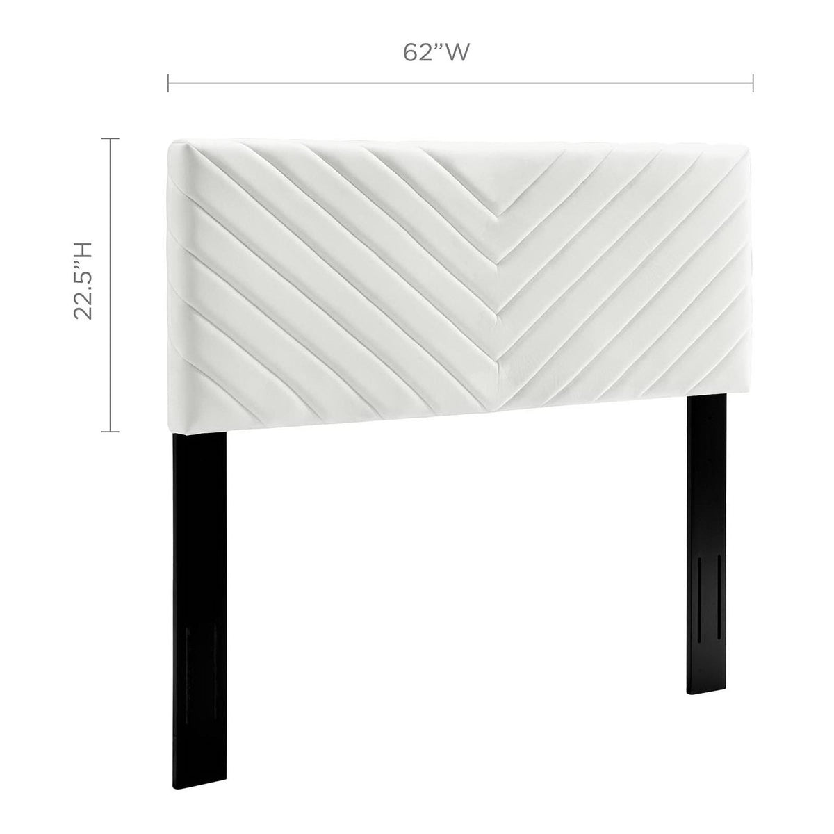 Alyson Angular Channel Tufted Headboard in white velvet with chevron quilting by Modway on Tampa Home & Garden Store