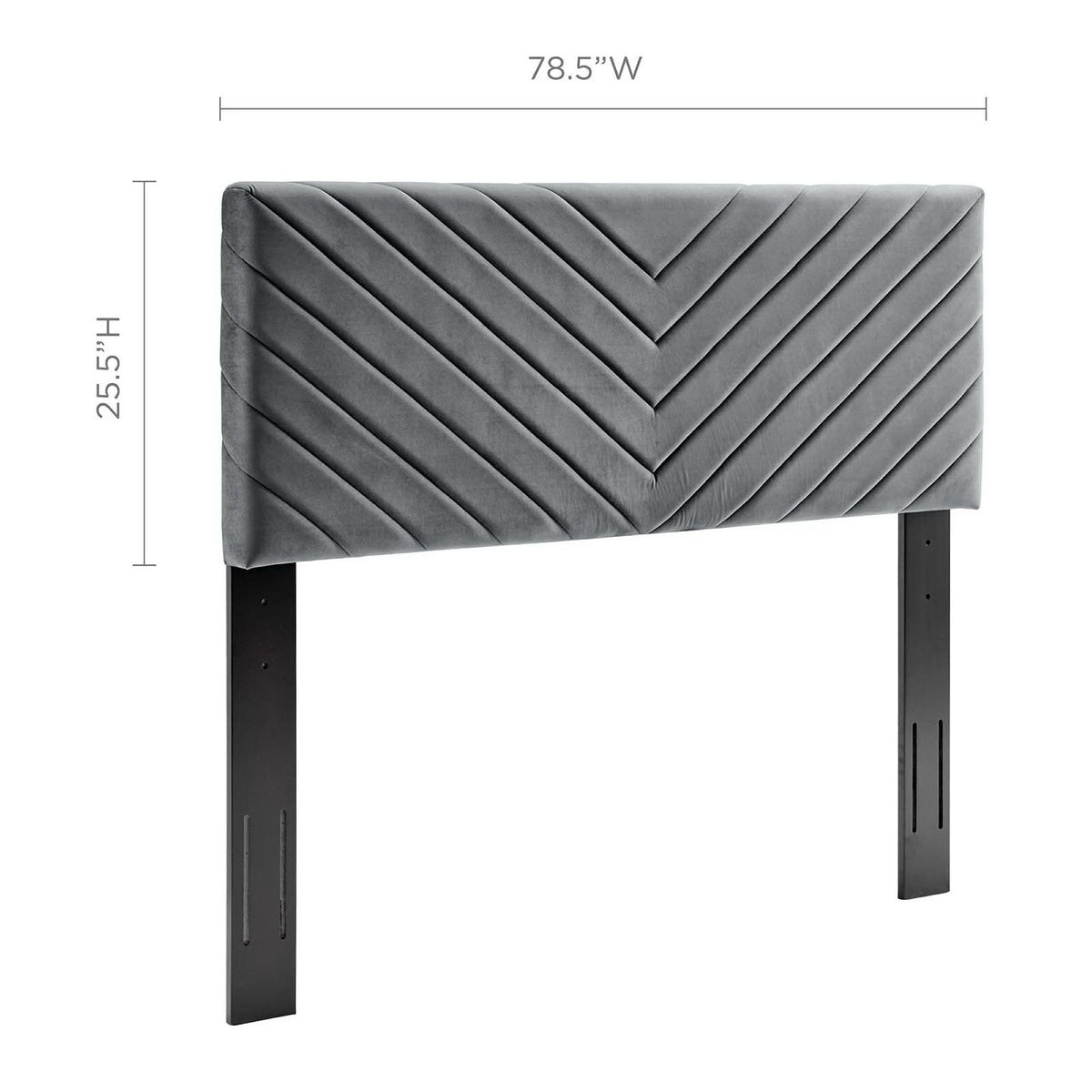 Alyson Channel Tufted Velvet Headboard by HouseOfZazla in charcoal gray with diagonal tufting on Tampa Home & Garden Store