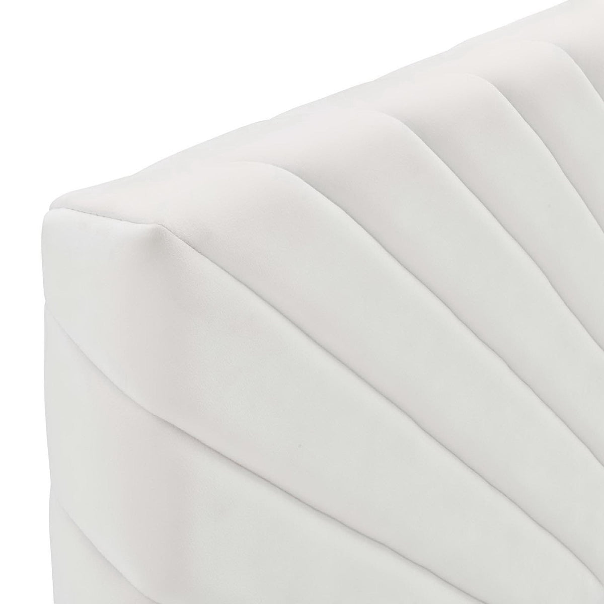 Alyson Angular Channel Tufted Headboard in white velvet with diagonal tufting on Tampa Home & Garden Store