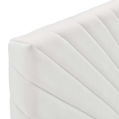 Alyson Angular Channel Tufted Headboard in white velvet with diagonal tufting on Tampa Home & Garden Store