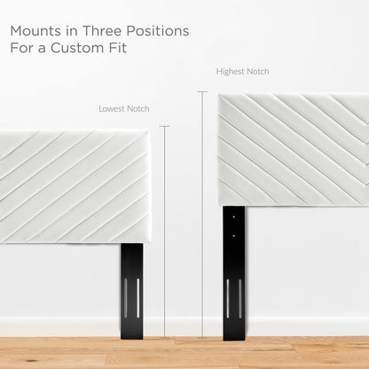 Two white Alyson Angular Channel Tufted Headboards in velvet by Modway with black metal legs on Tampa Home & Garden Store