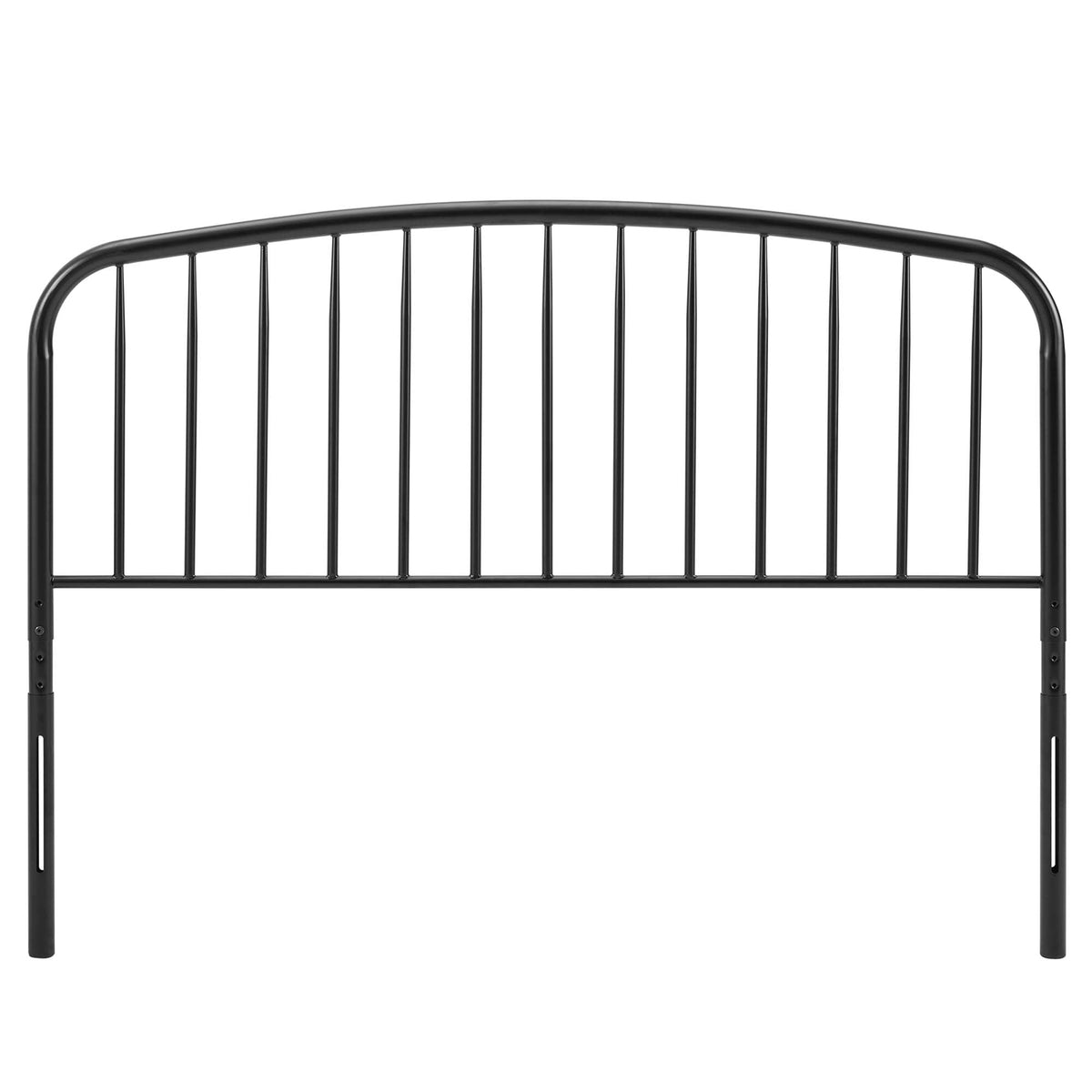 Nova Metal Queen Headboard by Modway, black metal with curved top rail and vertical rods on Tampa Home & Garden Store