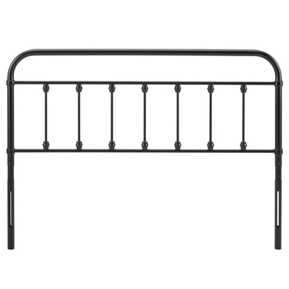 Sage Metal Headboard by Modway, black curved-top headboard with slender vertical spindles on Tampa Home & Garden Store