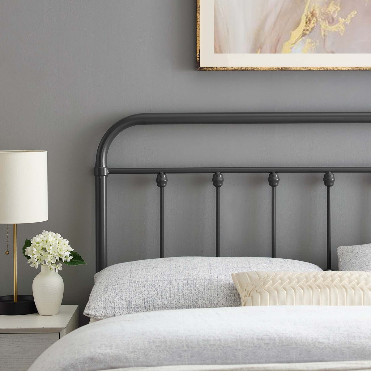 Sage Metal Headboard by Modway, black gunmetal finish metal frame on Tampa Home & Garden Store