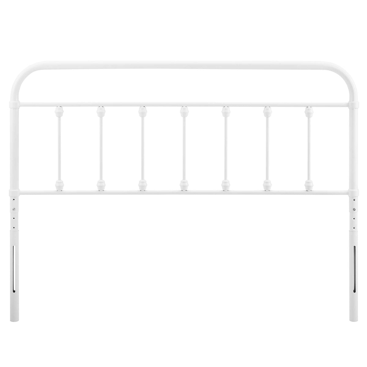 Sage Metal Headboard by Modway, white finish with curved top rail and slim vertical spindles on Tampa Home & Garden Store