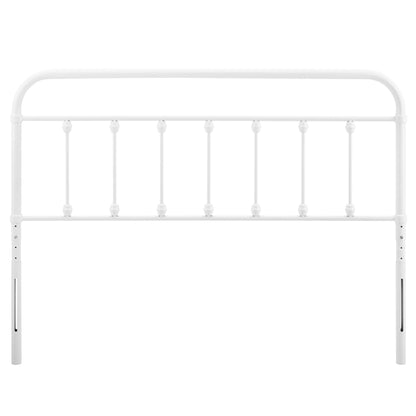 Sage Metal Headboard by Modway, white finish with curved top rail and slim vertical spindles on Tampa Home & Garden Store
