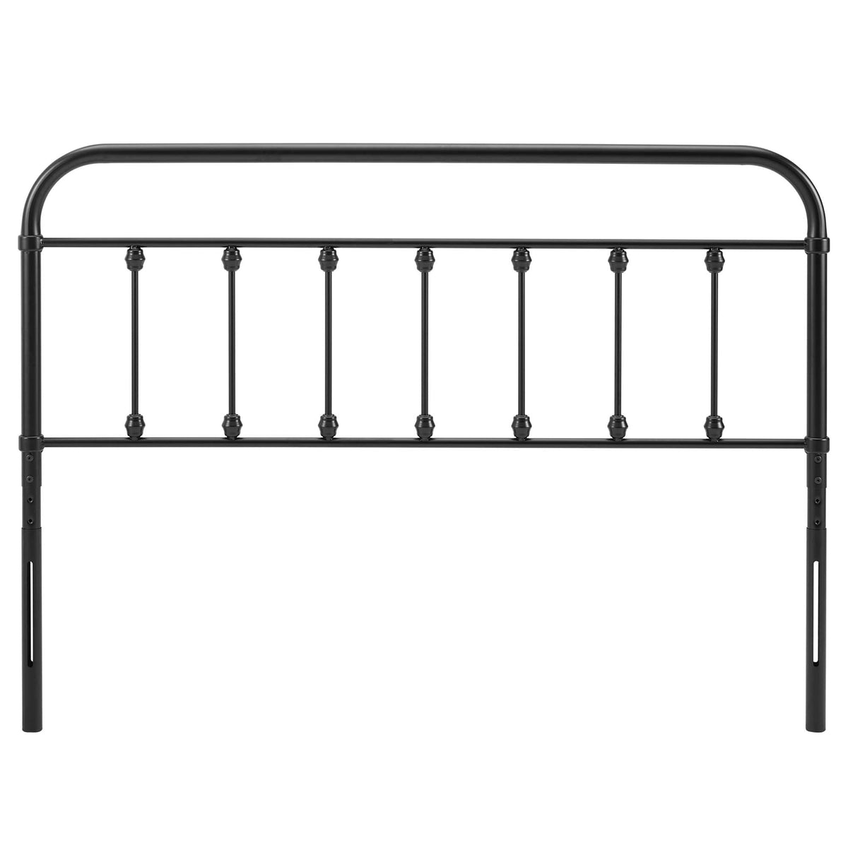 Sage Metal Headboard by Modway, black metal frame with curved top rail and vertical posts on Tampa Home & Garden Store
