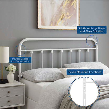 Sage metal headboard by Modway in powder-coated iron with curved top rail and spindles on Tampa Home & Garden Store