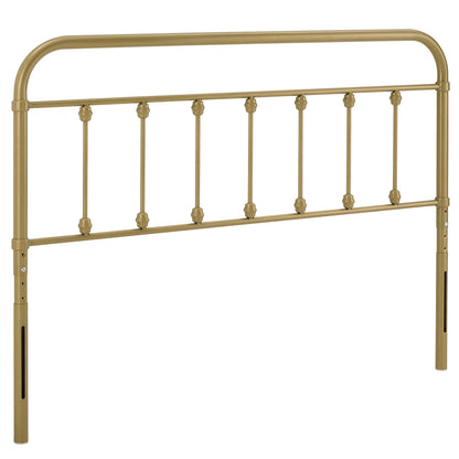 Sage Metal Headboard by HouseOfZazla in brass gold finish with curved top rail on Tampa Home & Garden Store