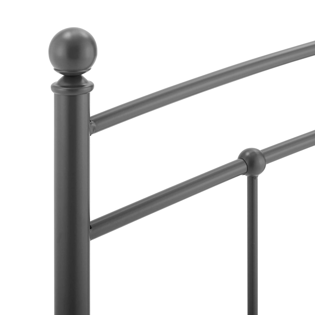 Abigail Metal Headboard by Modway in dark gray powder-coated steel with round finials on Tampa Home & Garden Store