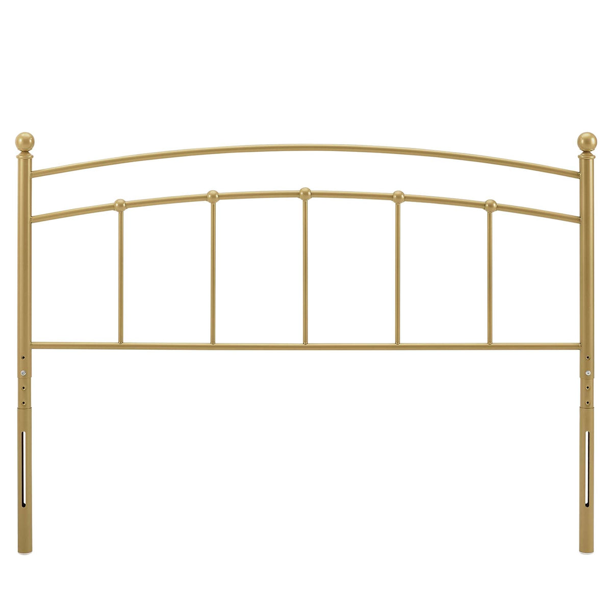 Abigail Metal Headboard gold finish with curved top rails and spherical finials by Modway on Tampa Home & Garden Store