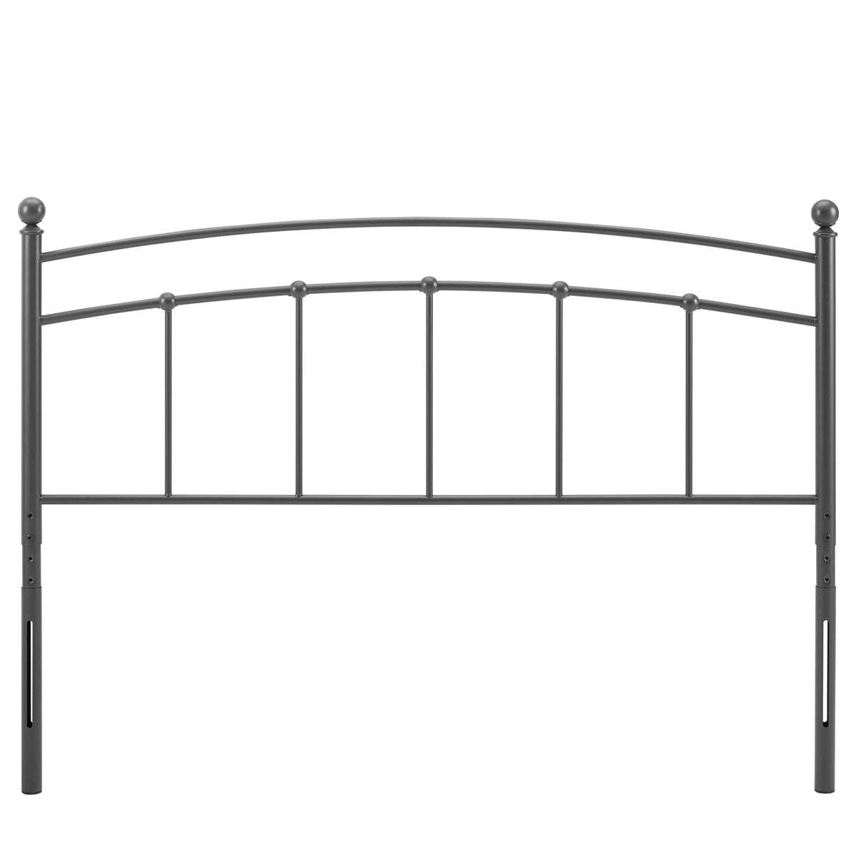 Abigail metal headboard by Modway in dark charcoal with curved top rail and vertical bars on Tampa Home & Garden Store