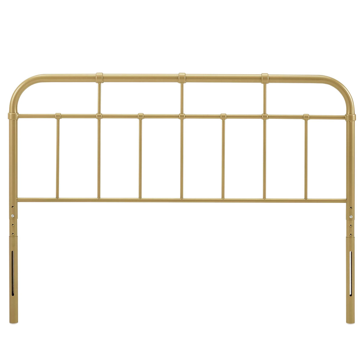 Alessia metal headboard by Modway, gold finish with rounded top rail and vertical bars on Tampa Home & Garden Store