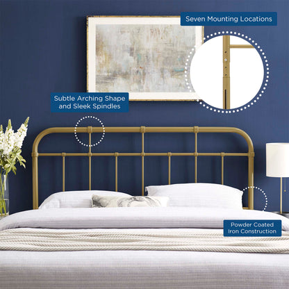 Alessia Metal Headboard by Modway in gold powder-coated iron construction on Tampa Home & Garden Store