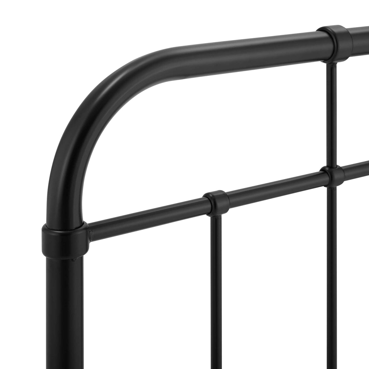 Alessia Metal Headboard by Modway, black metal frame with rounded tubular rails and vertical posts on Tampa Home & Garden Store