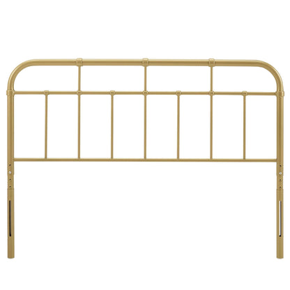 Alessia Metal Headboard, gold finish with arched top rail and vertical spindles on Tampa Home & Garden Store
