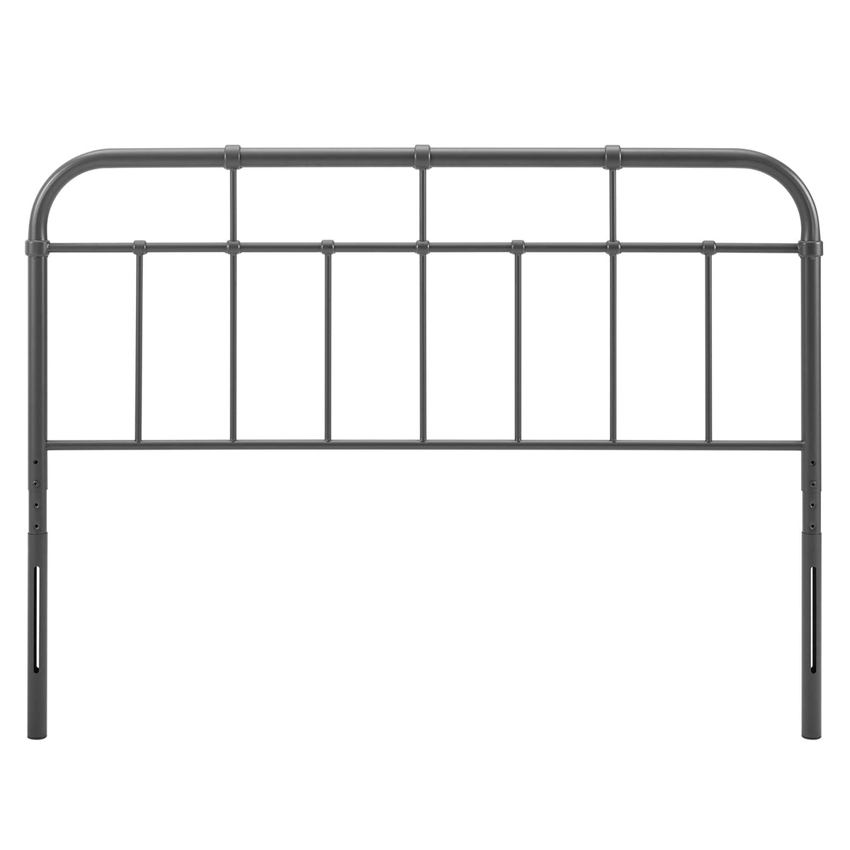 Alessia Metal Headboard by Modway, gunmetal gray steel with arch top and vertical bars on Tampa Home & Garden Store