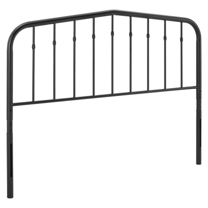 Lennon Metal Headboard by Modway, black metal headboard with slim vertical spindles and curved top rail on Tampa Home & Garden Store