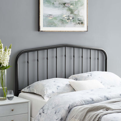 Lennon Metal Headboard by Modway, black metal headboard with top rail and slender spindles on Tampa Home & Garden Store