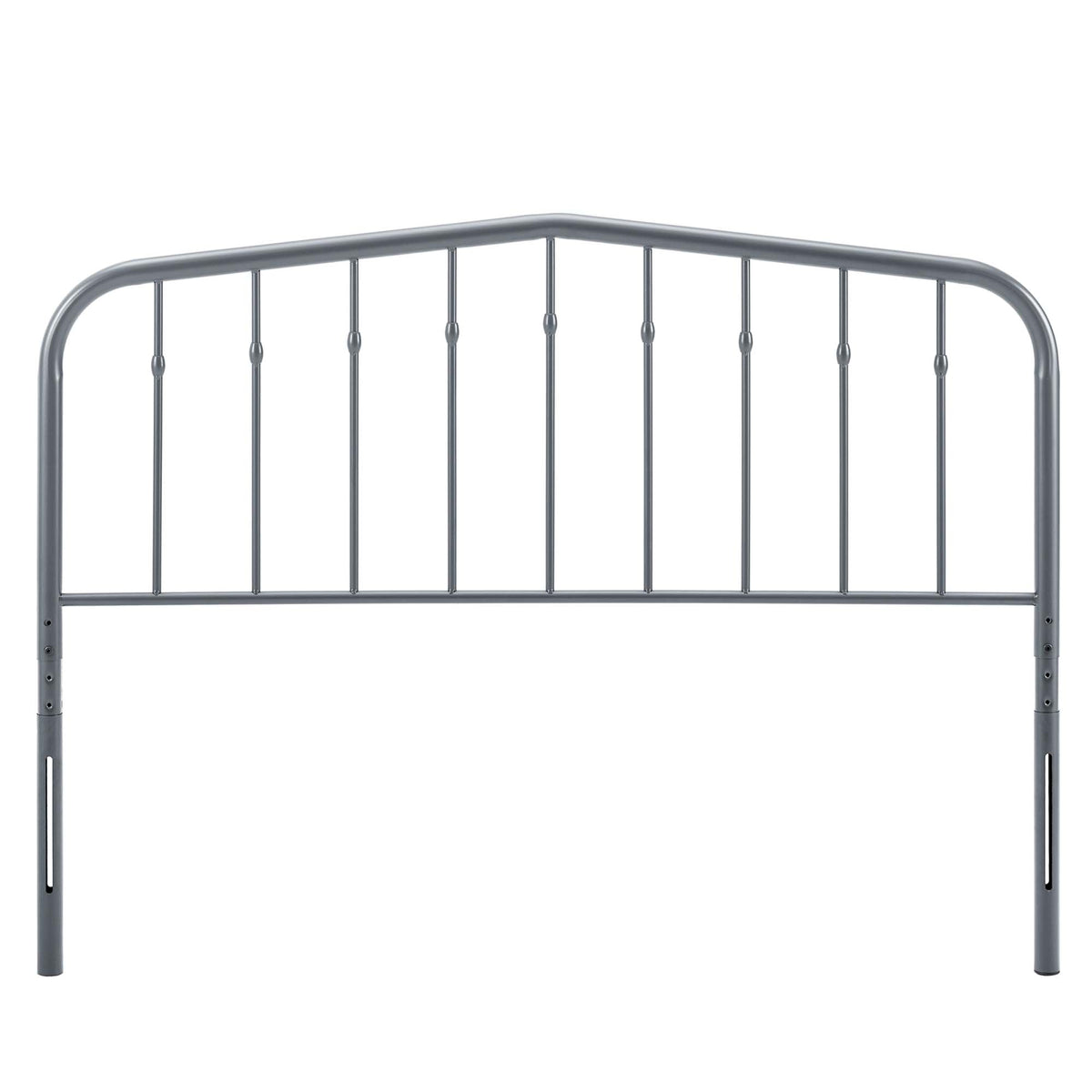 Lennon metal headboard by Modway in gray metal with slender vertical rods on Tampa Home & Garden Store