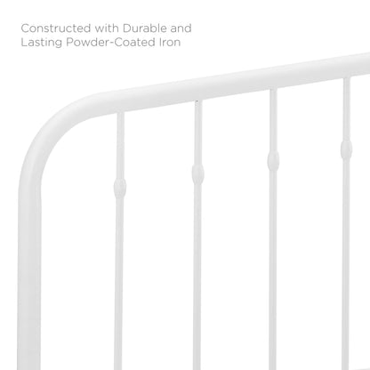 Lennon Metal Headboard, white powder-coated steel with curved top rail on Tampa Home & Garden Store