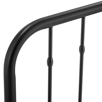 Lennon Metal Headboard by Modway in black metal with curved top rail and vertical posts on Tampa Home & Garden Store