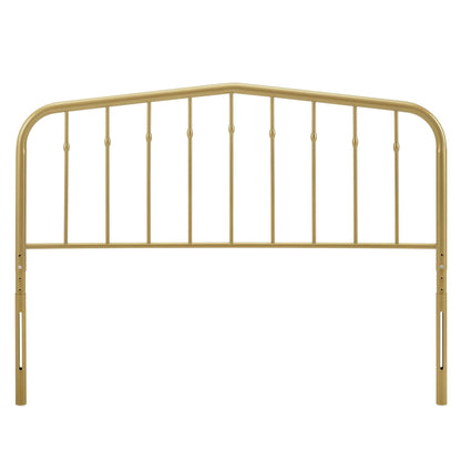 Lennon Metal Headboard by Modway, gold finish headboard with curved top rail and slender vertical spindles on Tampa Home & Garden Store