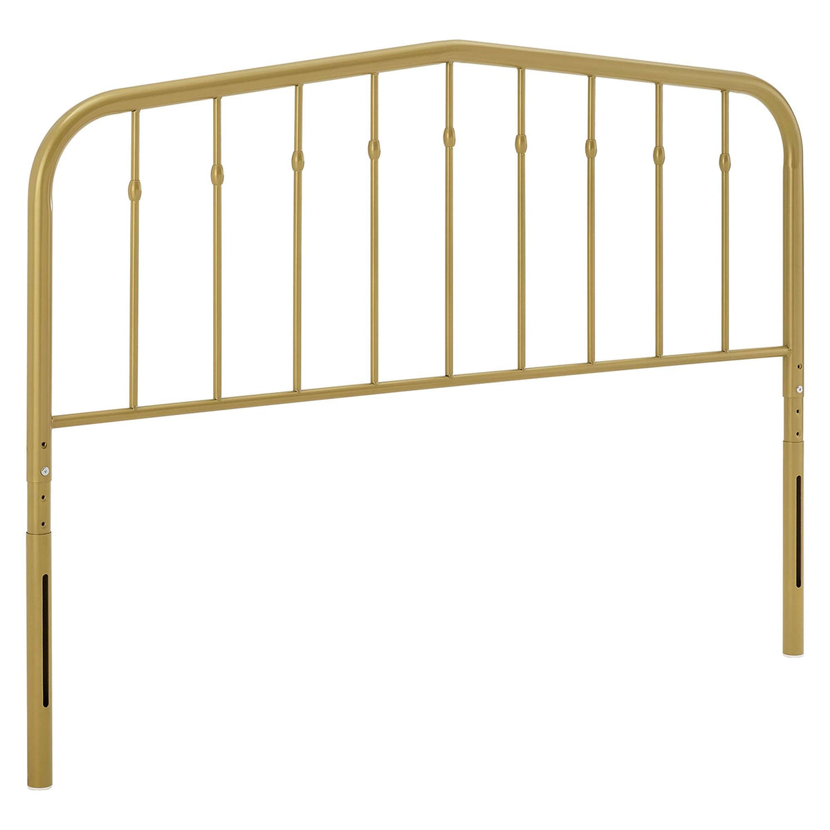 Lennon Metal Headboard by Modway, gold metal with vertical spindles and rounded corners on Tampa Home & Garden Store