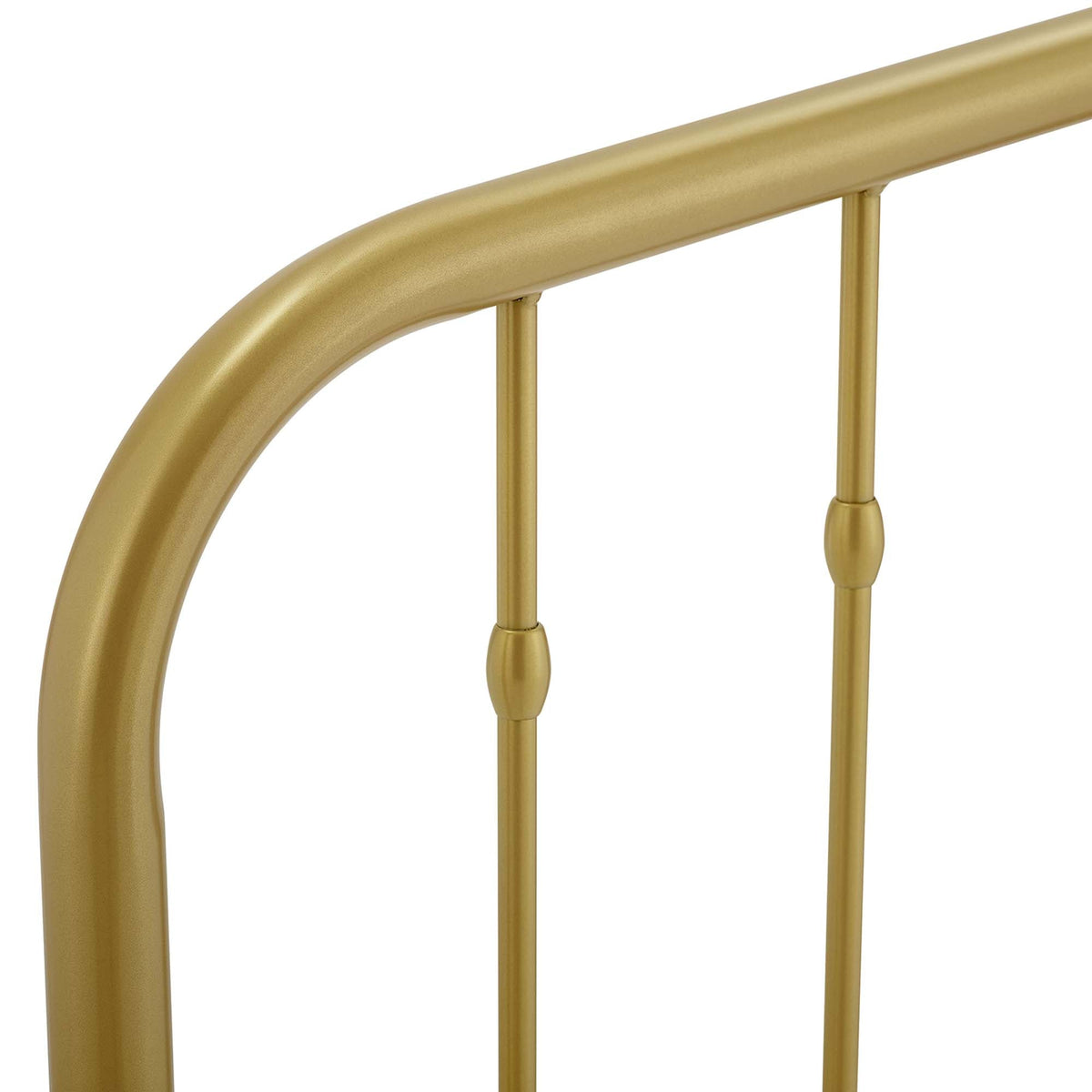 Lennon metal headboard by Modway in gold-tone with curved top rail and vertical posts on Tampa Home & Garden Store