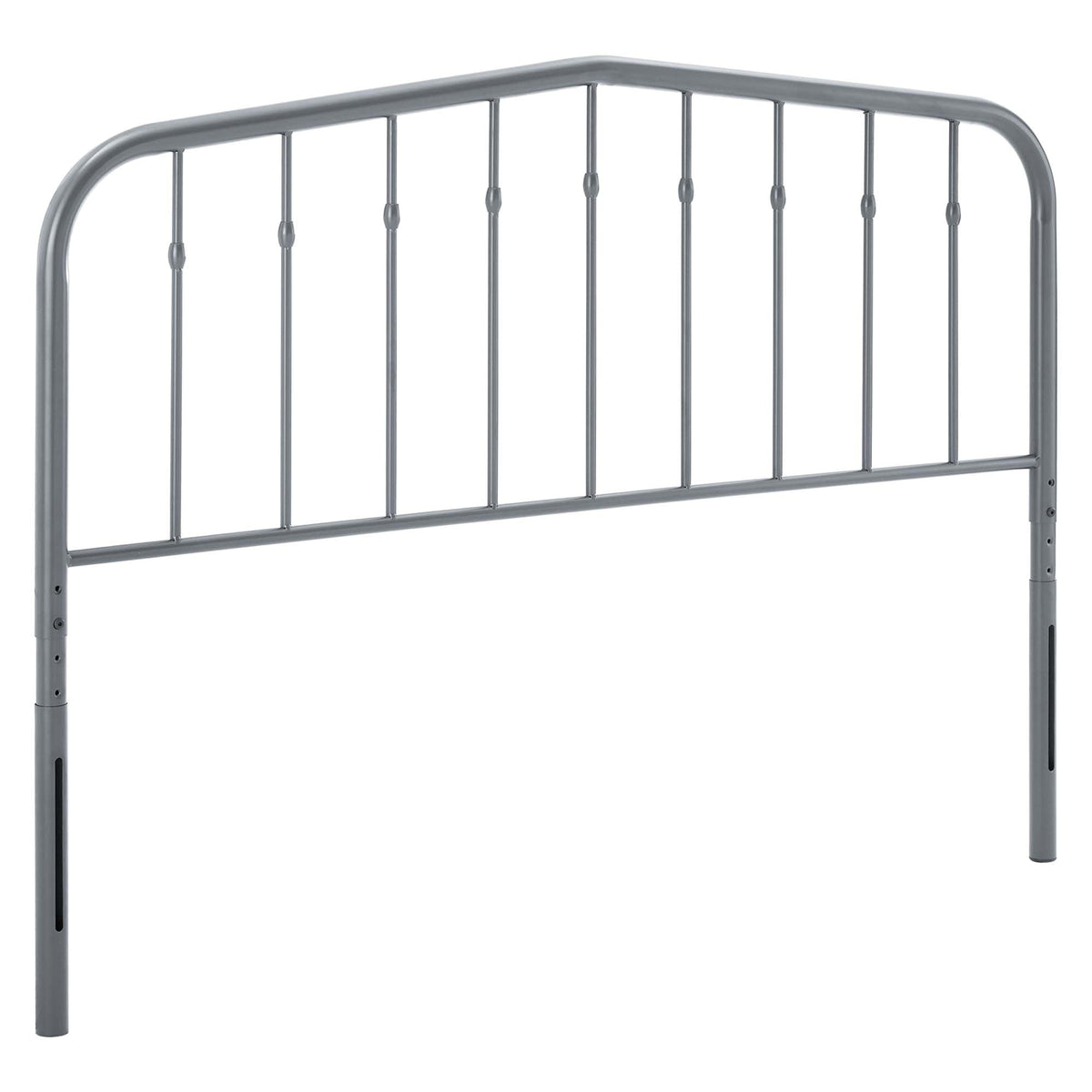Lennon Metal Headboard by Modway, gray metal with slender vertical spindles on Tampa Home & Garden Store