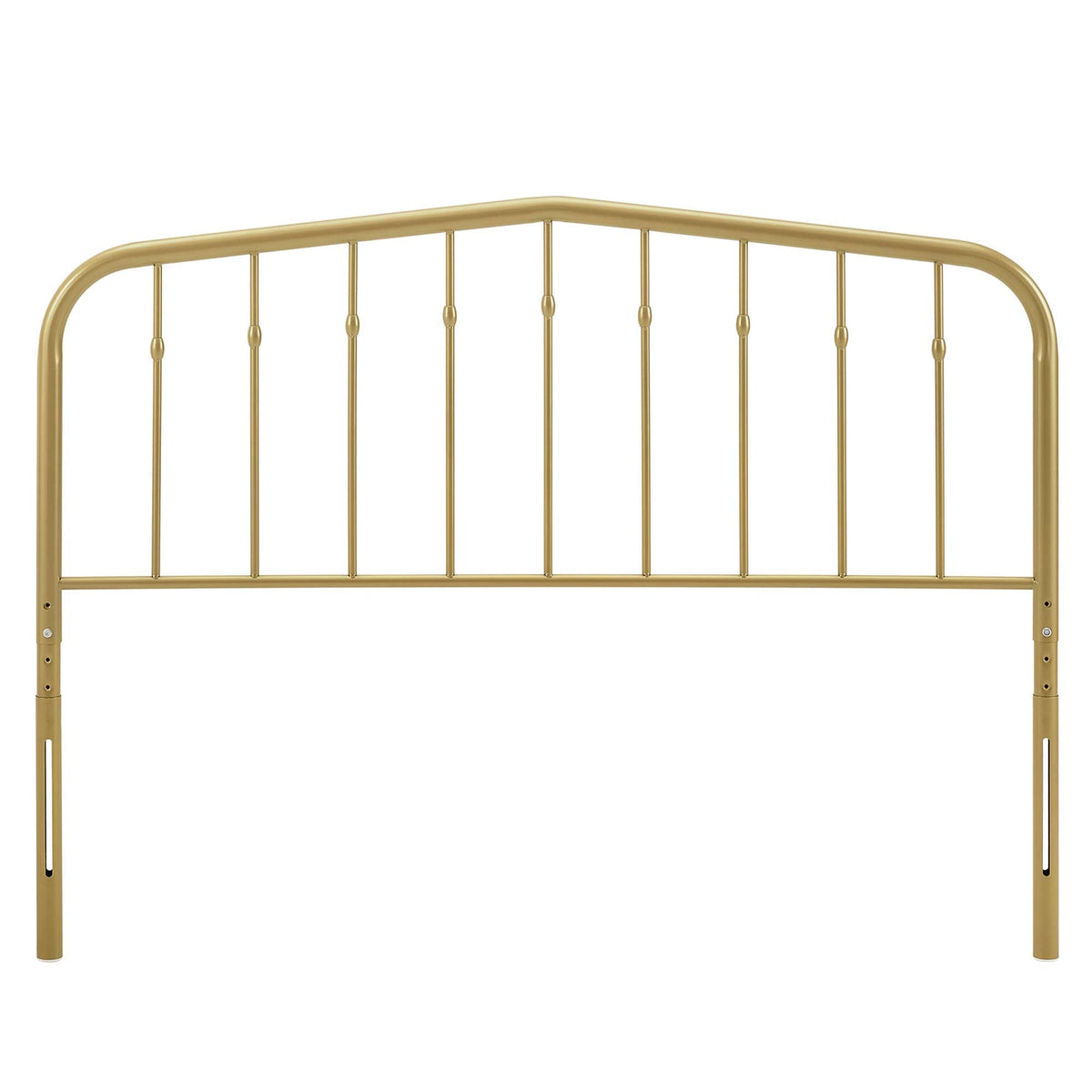 Lennon metal headboard in gold finish with curved top rail on Tampa Home & Garden Store
