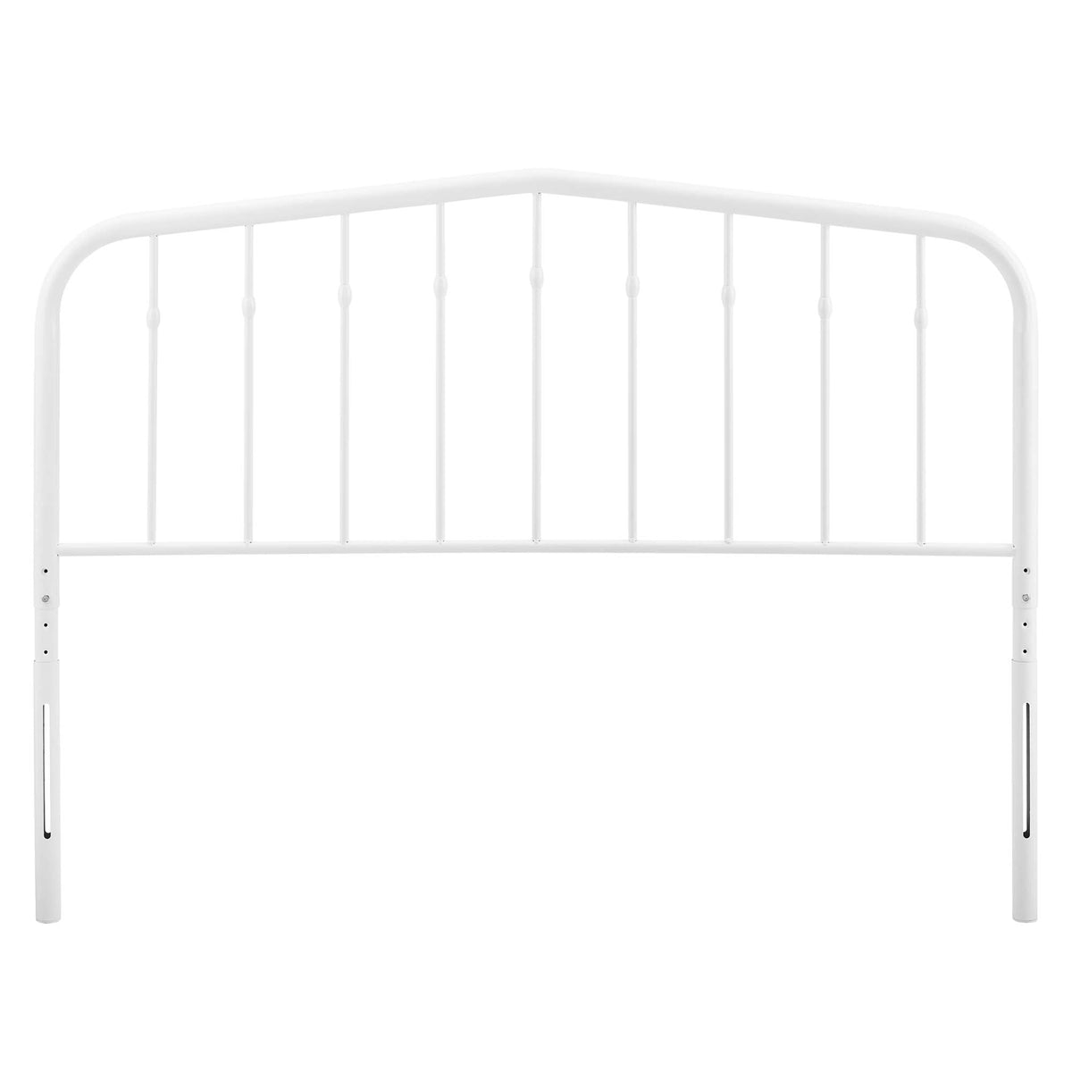 Lennon Metal Headboard by Modway, white metal headboard with slender vertical spindles on Tampa Home & Garden Store