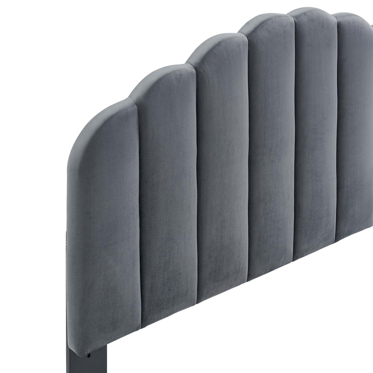 Veronique Performance Velvet Twin Headboard by Modway in blue-gray velvet with vertical channels on Tampa Home & Garden Store