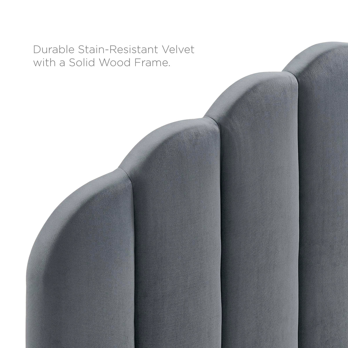 Veronique Performance Velvet Twin Headboard in gray with solid wood frame on Tampa Home & Garden Store