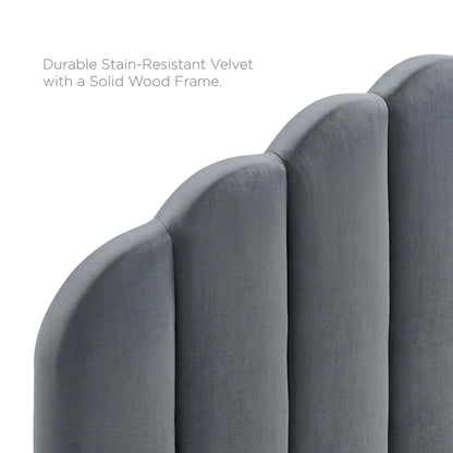 Veronique Performance Velvet Twin Headboard in gray with solid wood frame on Tampa Home & Garden Store