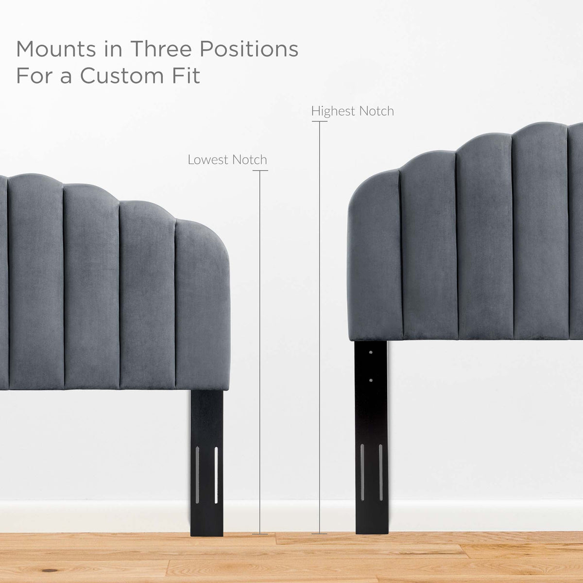 Veronique Performance Velvet Twin Headboard gray velvet with scalloped panels by Modway on Tampa Home & Garden Store