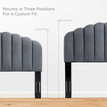 Veronique Performance Velvet Twin Headboard gray velvet with scalloped panels by Modway on Tampa Home & Garden Store