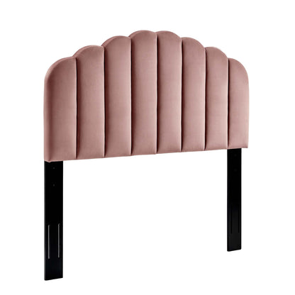 Veronique Performance Velvet Twin Headboard in blush pink with scalloped vertical panels on Tampa Home & Garden Store