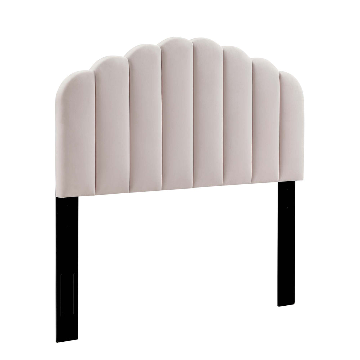 Veronique Twin Headboard in blush velvet with scalloped channels and black legs by Modway on Tampa Home & Garden Store