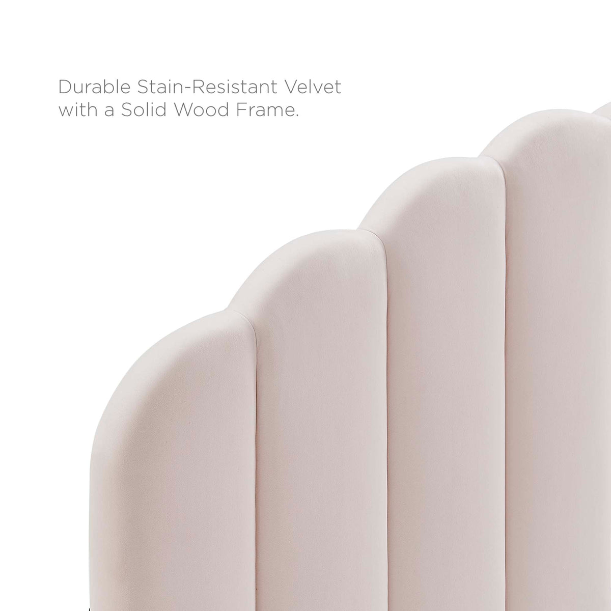 Veronique Twin Headboard in blush performance velvet with curved upholstered panels on Tampa Home & Garden Store