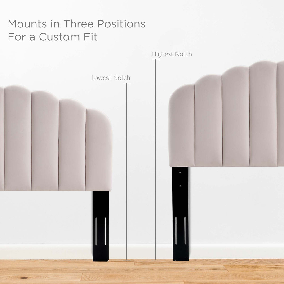 Veronique Performance Velvet Twin Headboard by Modway beige velvet with curved scalloped panels on Tampa Home & Garden Store